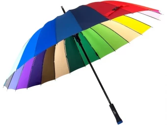Зонт-трость женский Popular 888 радуга, 24 спицы, ручка прямая софт-тач